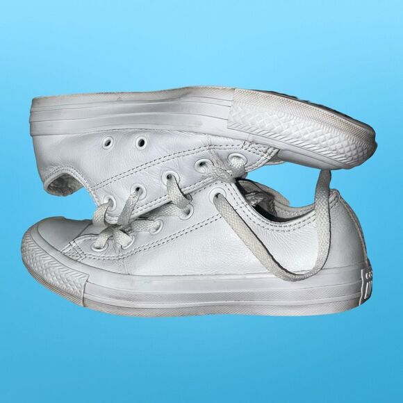 Converse All Star Oxford White Leather Chuck Taylor Low Rise Sneaker W 5.5 - Picture 5 of 8